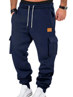 Men's durable cargo jogger pants with drawstring waist, casual athletic style, made by Trendsi, featuring multiple pockets and comfortable fit.