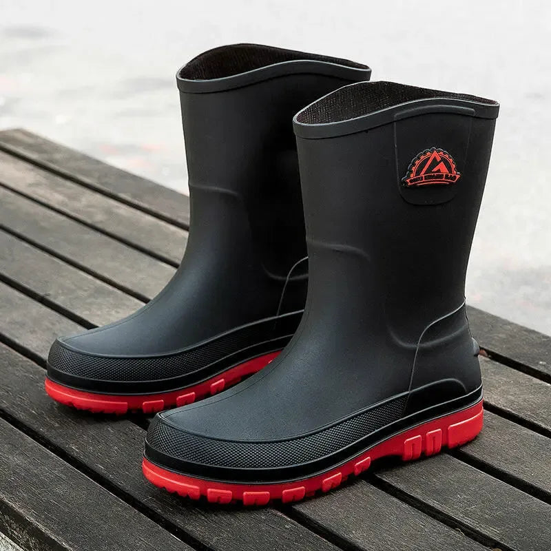 Men's Fashionable Outdoor Middle Tube Non-slip Rain Boots - Plush Fashion Hub