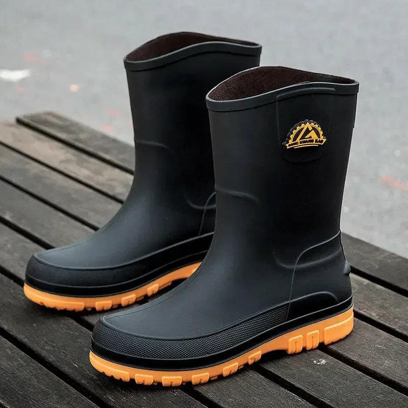 Men's Fashionable Outdoor Middle Tube Non-slip Rain Boots - Plush Fashion Hub