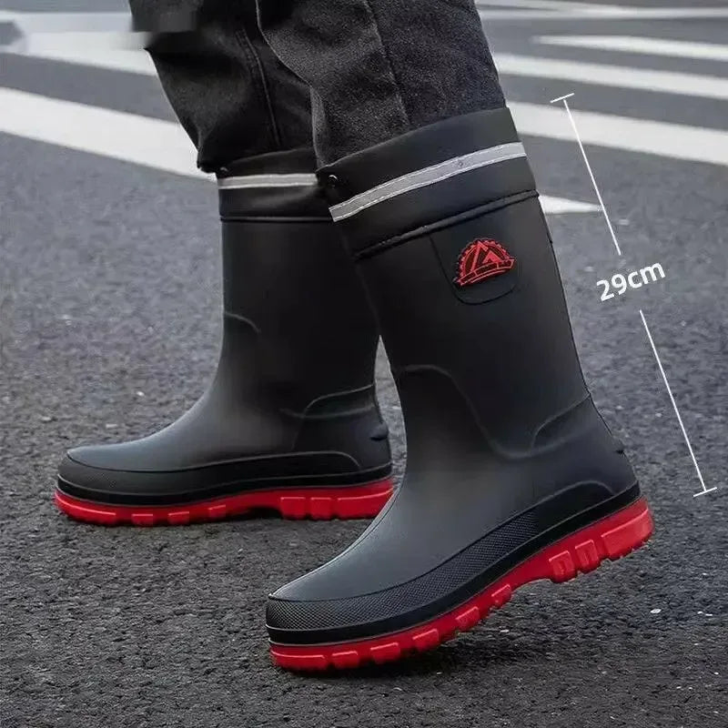 Men's Fashionable Outdoor Middle Tube Non-slip Rain Boots - Plush Fashion Hub
