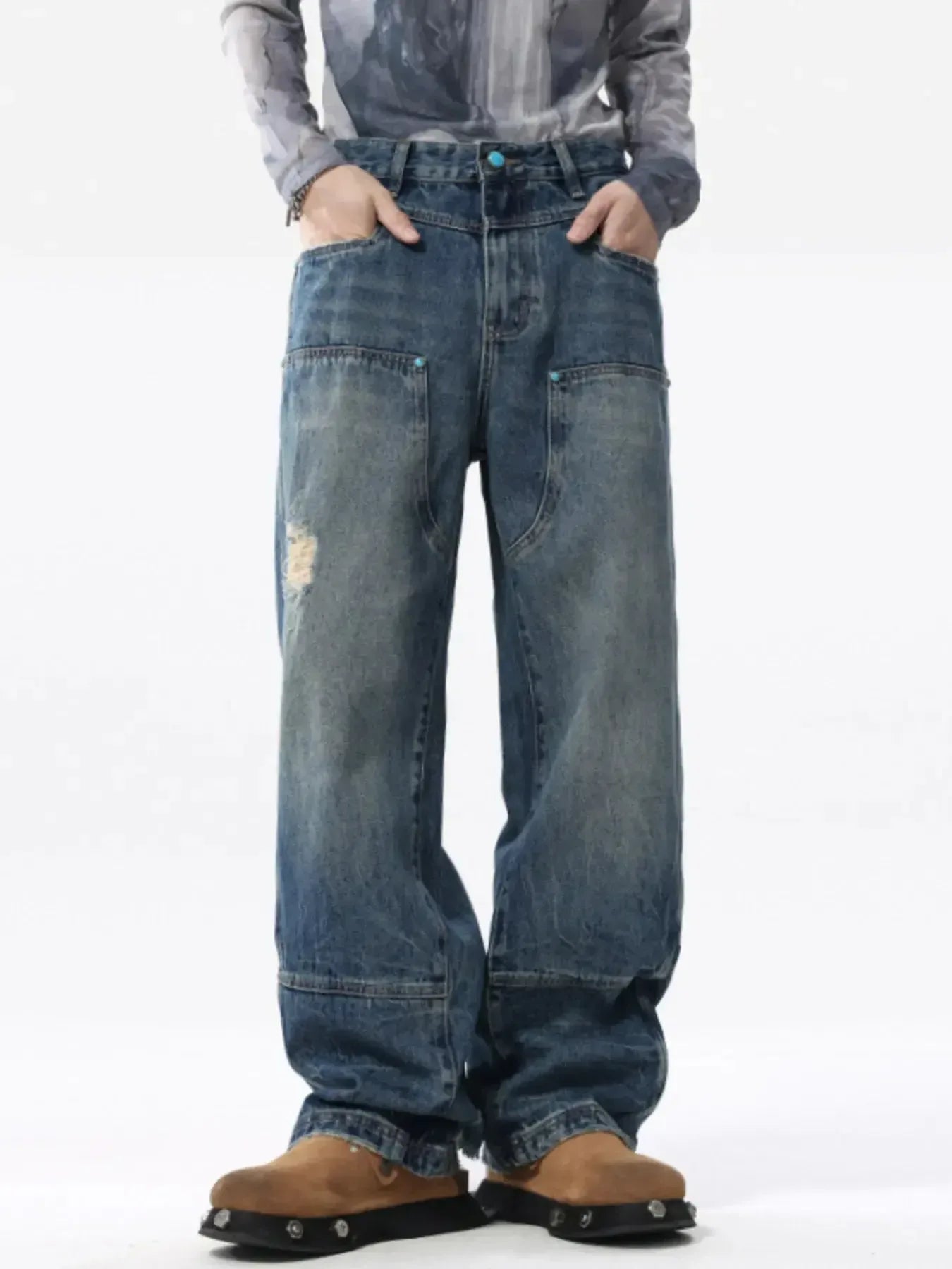 Men's Full Size Distressed Wide Leg Jeans Plus Size - Plush Fashion Hub