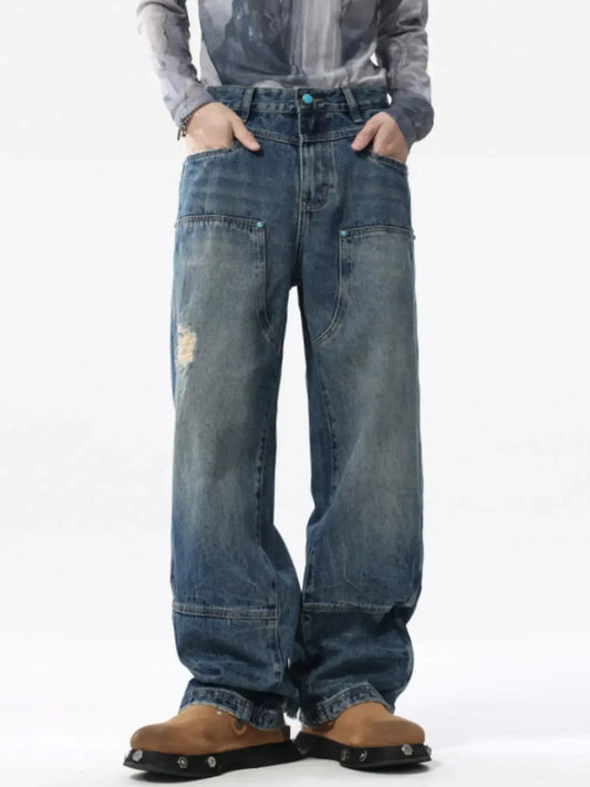 Men's Full Size Distressed Wide Leg Jeans Plus Size - Plush Fashion Hub