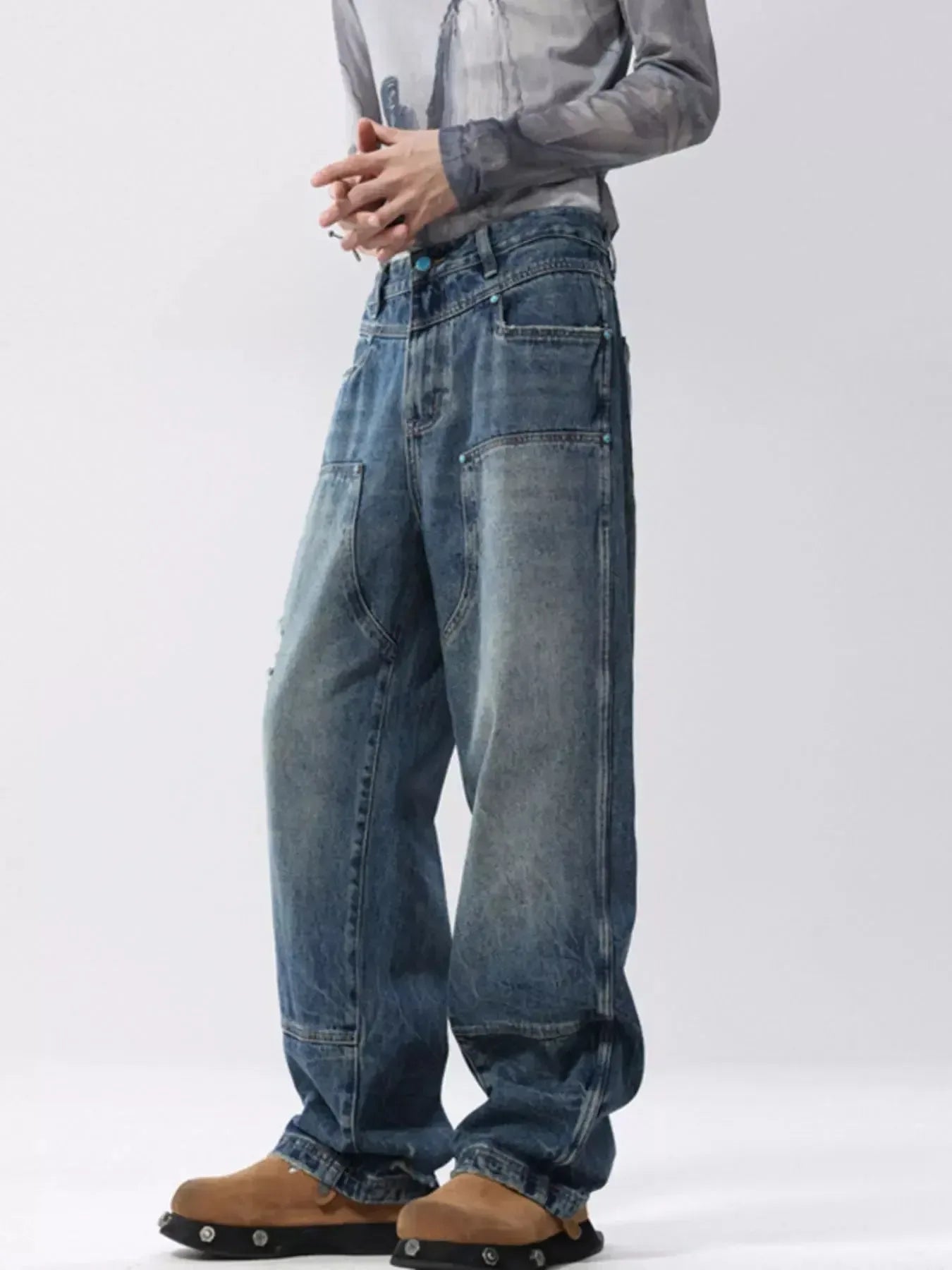 Men's Full Size Distressed Wide Leg Jeans Plus Size - Plush Fashion Hub