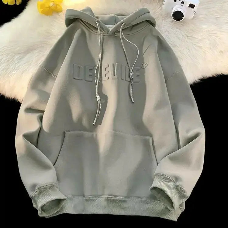 Men's oversized relaxed fit streetwear hoodie by Plush Fashion Hub, featuring a casual urban pullover with a hood.