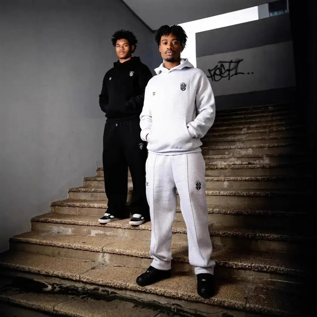 Men's casual hooded sweatshirt and jogger tracksuit set by Plush Fashion Hub, featuring long sleeves and comfortable fit.