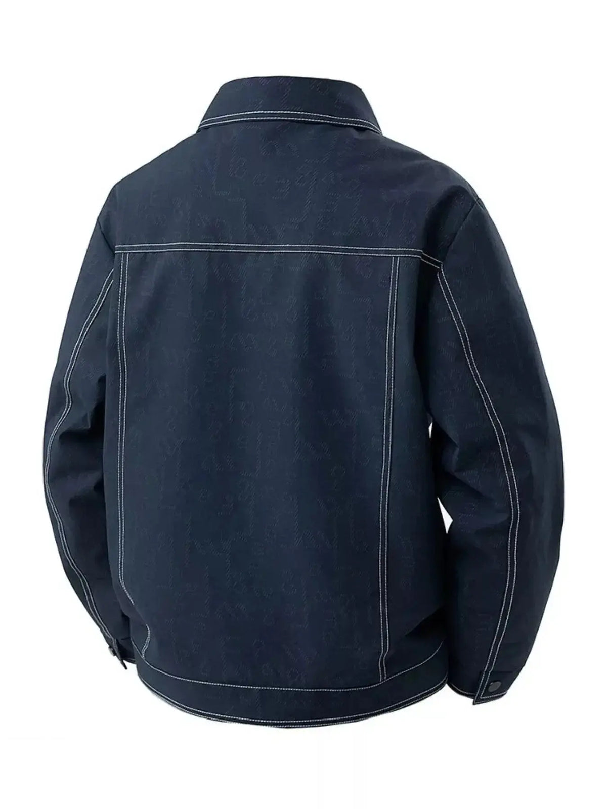 Plus size men's casual denim jacket with snap-down front and relaxed fit, oversized outerwear from Plush Fashion Hub.