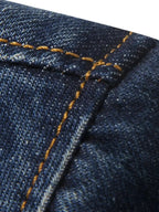 Men's plus size denim blazer with structured cotton blend fabric and lapel collar, stylish men's denim jacket by Trendsi.