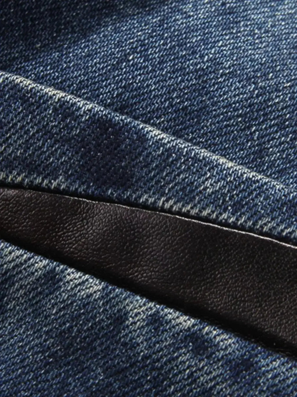 Men's plus size denim blazer with structured cotton blend fabric, lapel collar, and tailored fit from Trendsi.