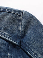 Men's plus size zip-up hooded denim jacket with casual stretch fit, front pockets, and adjustable hood, by Trendsi.