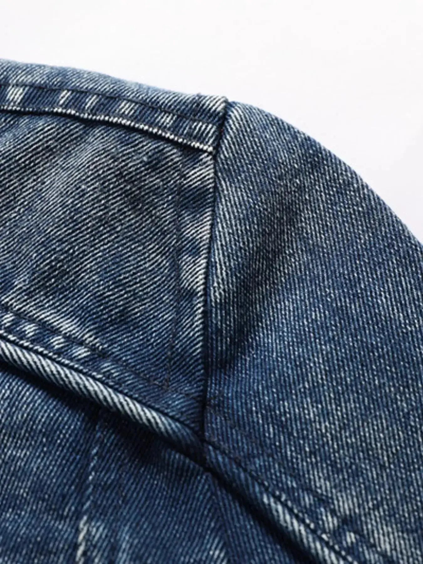 Men's plus size zip-up hooded denim jacket with casual stretch fit, front pockets, and adjustable hood, by Trendsi.