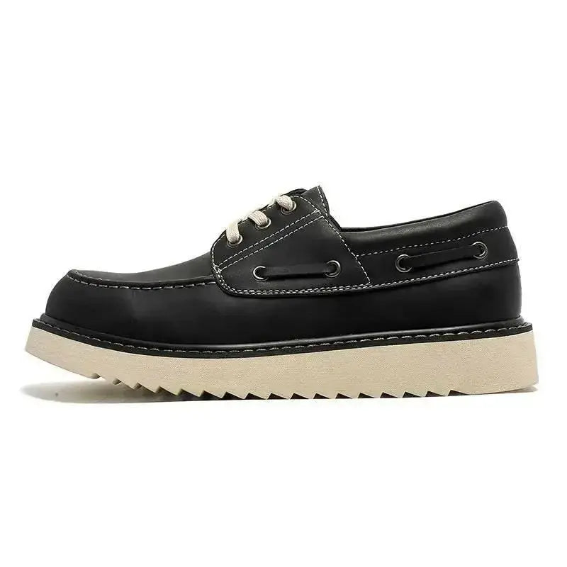 Men's retro genuine leather casual sneakers with vintage style and comfort, featuring a classic design from Plush Fashion Hub.