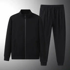 Men's plush fashion hub two-piece sweatshirt and jogger set, soft stretch lounge suit for spring and autumn wear.