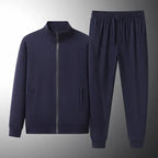 Men's plush fashion hub two-piece sweatshirt and jogger set, soft stretch lounge suit for spring and autumn wear.