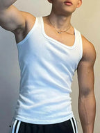 Men's square neck wide strap tank top by Plush Fashion Hub, breathable sleeveless athletic shirt designed for comfort and style.