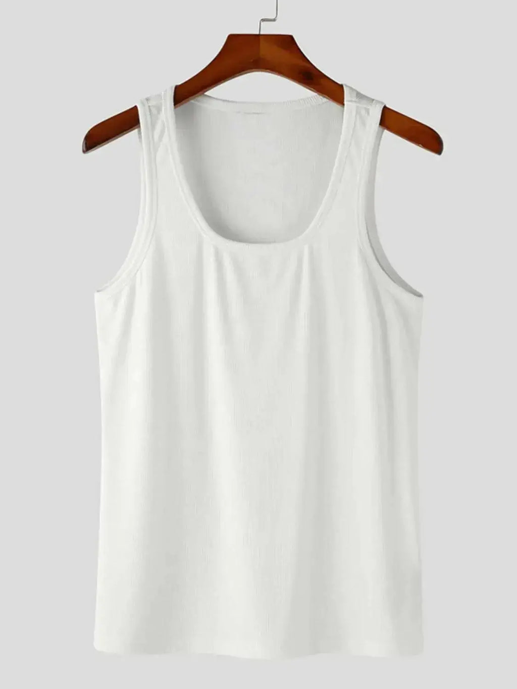 Men's square neck wide strap tank top by Plush Fashion Hub, breathable athletic sleeveless shirt with a modern design.