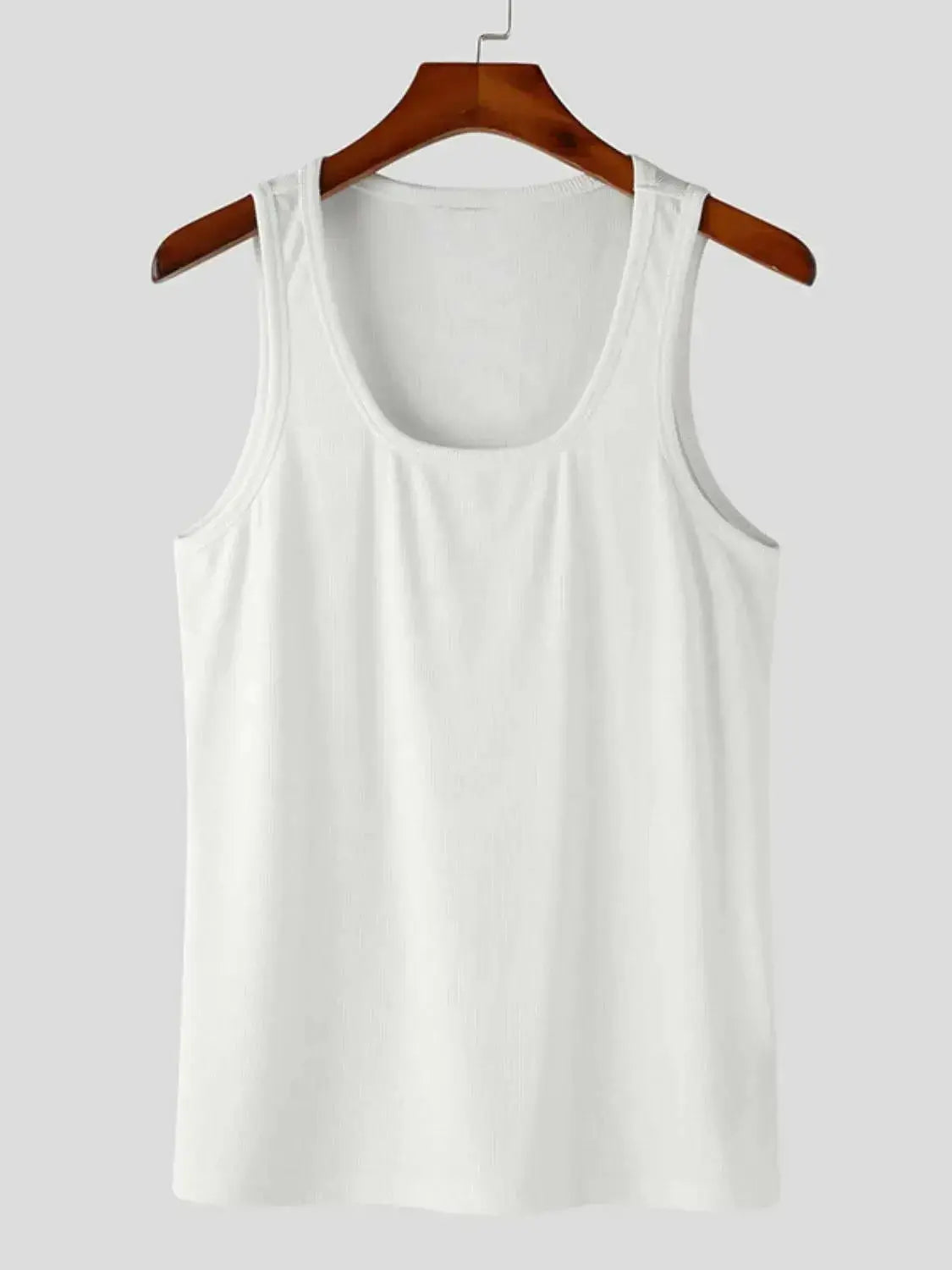 Men's square neck wide strap tank top by Plush Fashion Hub, breathable athletic sleeveless shirt with a modern design.