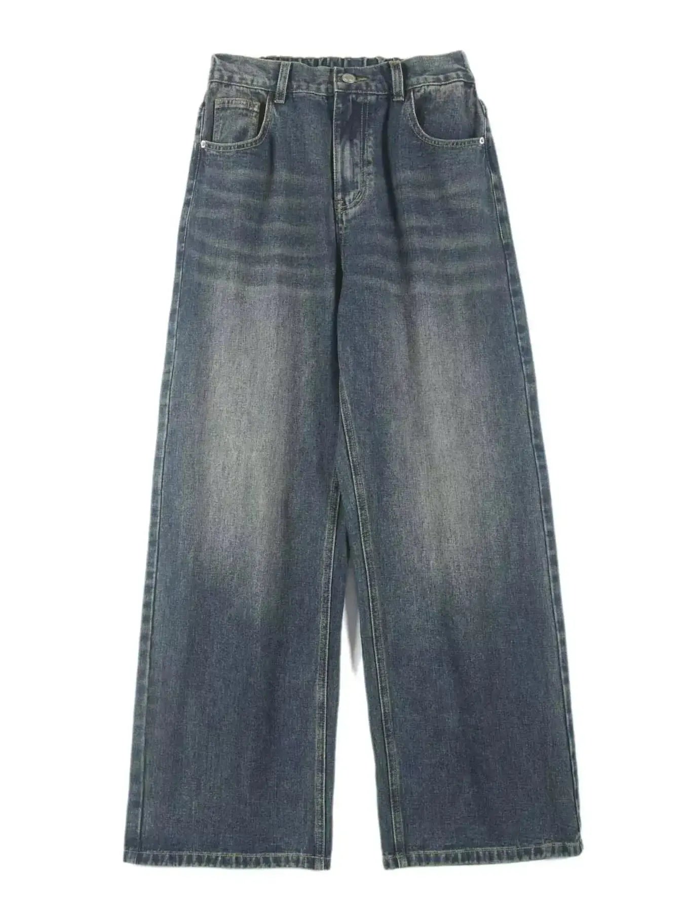 Men's washed straight-leg stretch jeans by Trendsi, featuring a comfortable fit and classic denim style for everyday wear.