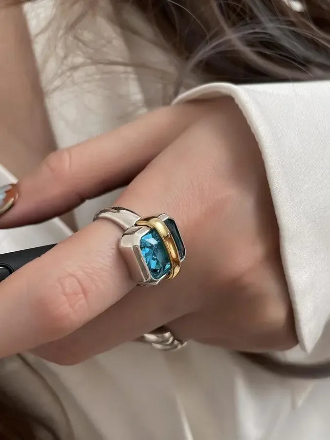 Minimalist Green Moonstone Rings Accessories 2 Sets - Plush Fashion Hub