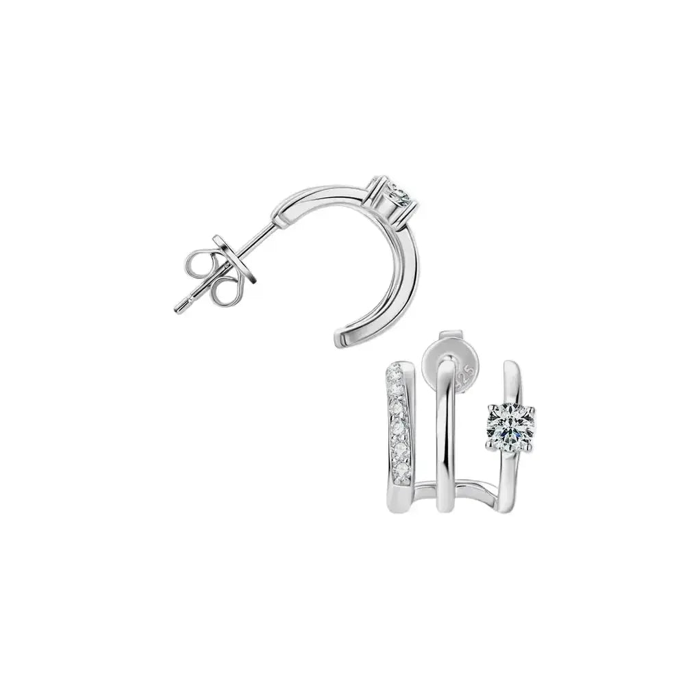 Sterling silver stud earrings with 0.84ct moissanite gemstones, showcasing elegant jewelry design and sparkling brilliance.