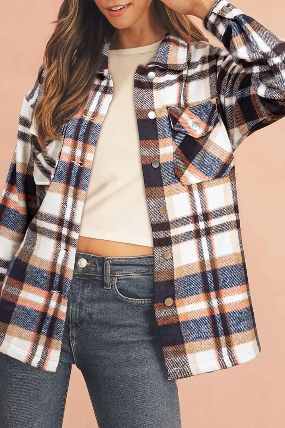Multicolor Plaid Casual Button Up Flannel Shacket Anytime - Plush Fashion Hub