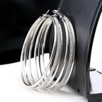 Modern multilayer forked circle earrings in two-tone gold and silver with a stylish design by Plush Fashion Hub.