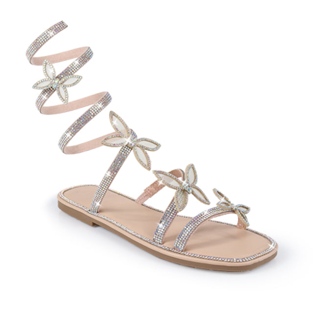 Nancy-1 nude sandals by The House of Stylez, showcasing stylish open-toe footwear with ankle straps and block heels.
