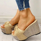 Fashion Slope women's bow sandals from Trendy Attic Store01 with stylish straps and comfortable slip-on design.