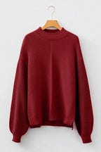 Light gray Natalia drop shoulder loose sweater by Threaded Pear, featuring a relaxed fit and soft knit fabric.