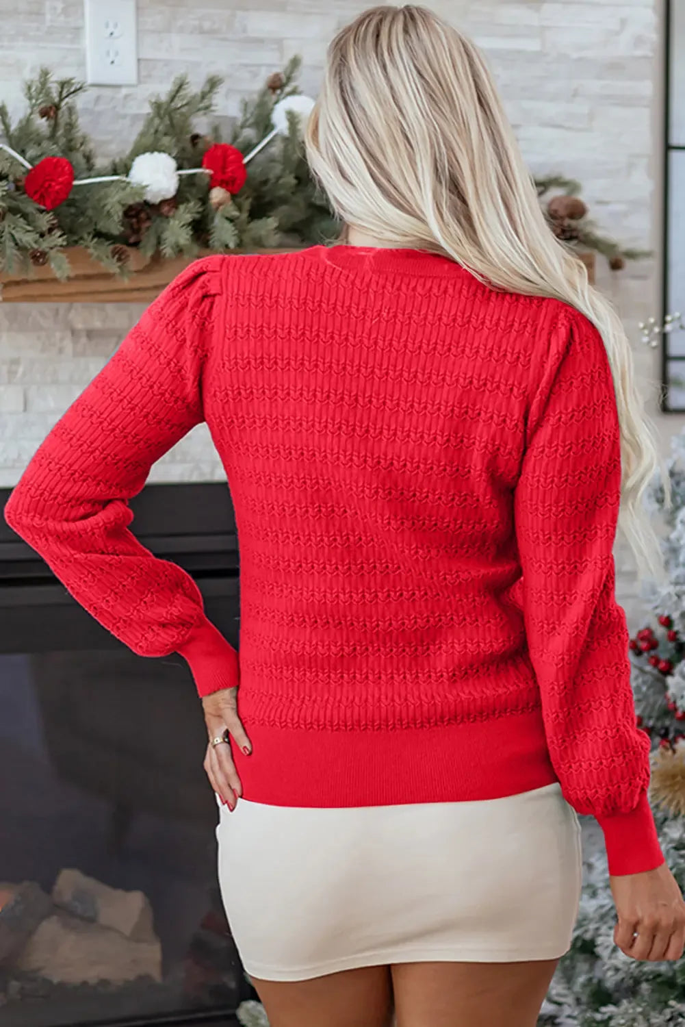 Nellie Knit Ribbed Cuffs Sweater - Plush Fashion Hub