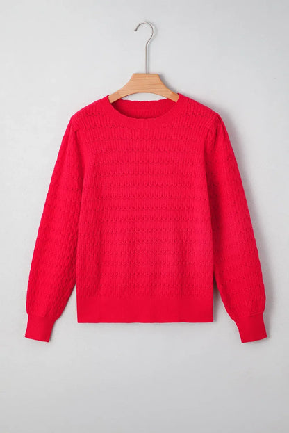 Nellie Knit Ribbed Cuffs Sweater - Plush Fashion Hub