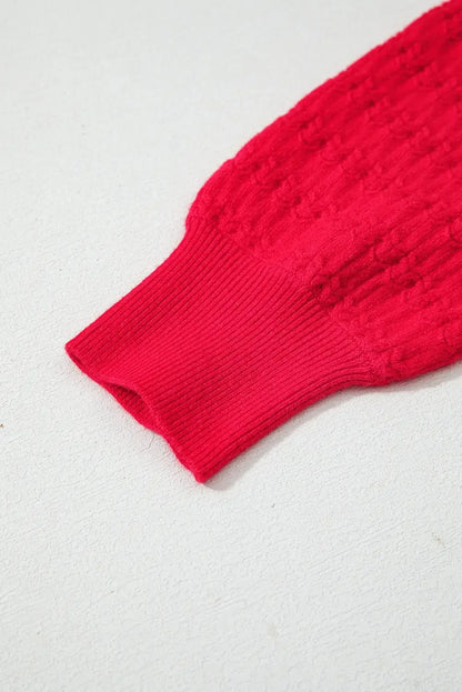 Nellie Knit Ribbed Cuffs Sweater - Plush Fashion Hub