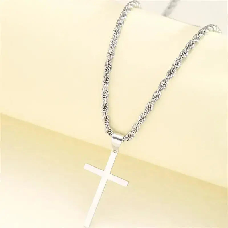 Minimalist gold cross pendant necklace for men and women, unisex dainty layering chain by Plush Fashion Hub.
