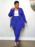 Plus size women's matching two-piece outfit set featuring stylish top and pants from Trendy Attic Store01.