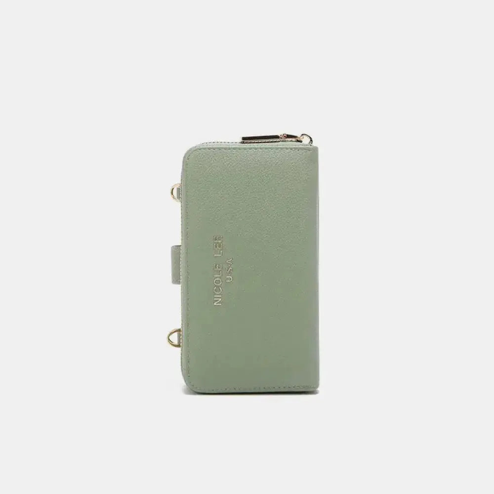 Convertible vegan leather crossbody phone case and wallet by Plush Fashion Hub, featuring a sleek design and multiple compartments.