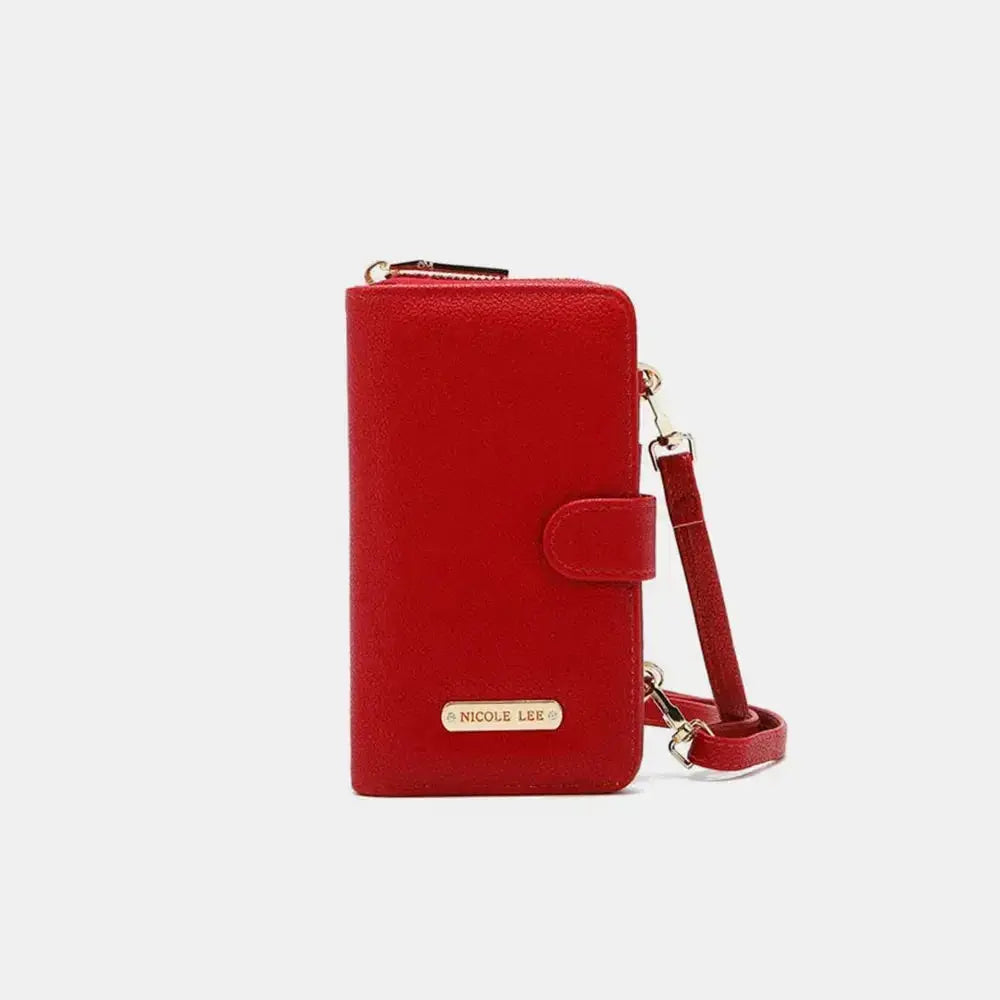 Convertible vegan leather crossbody phone case and wallet by Plush Fashion Hub, featuring a sleek design with multiple compartments.