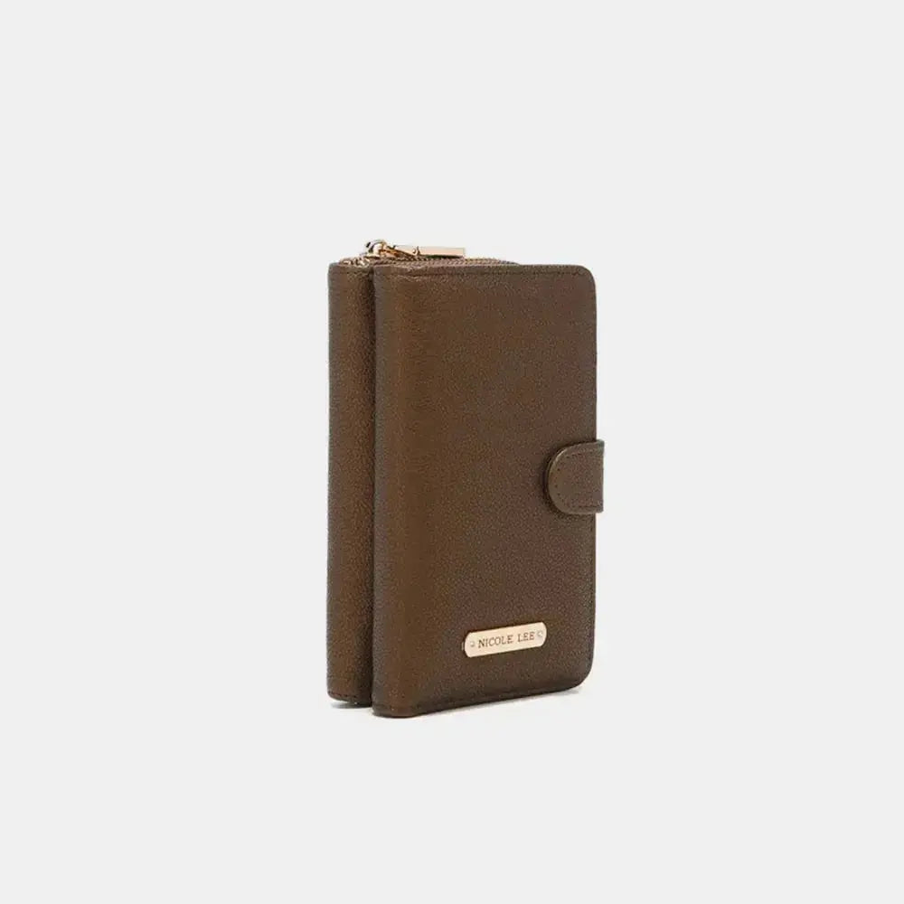 Convertible vegan leather phone case and wallet with crossbody strap from Plush Fashion Hub, featuring a sleek design and multiple compartments.
