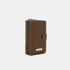 Convertible vegan leather phone case and wallet with crossbody strap from Plush Fashion Hub, featuring a sleek design and multiple compartments.