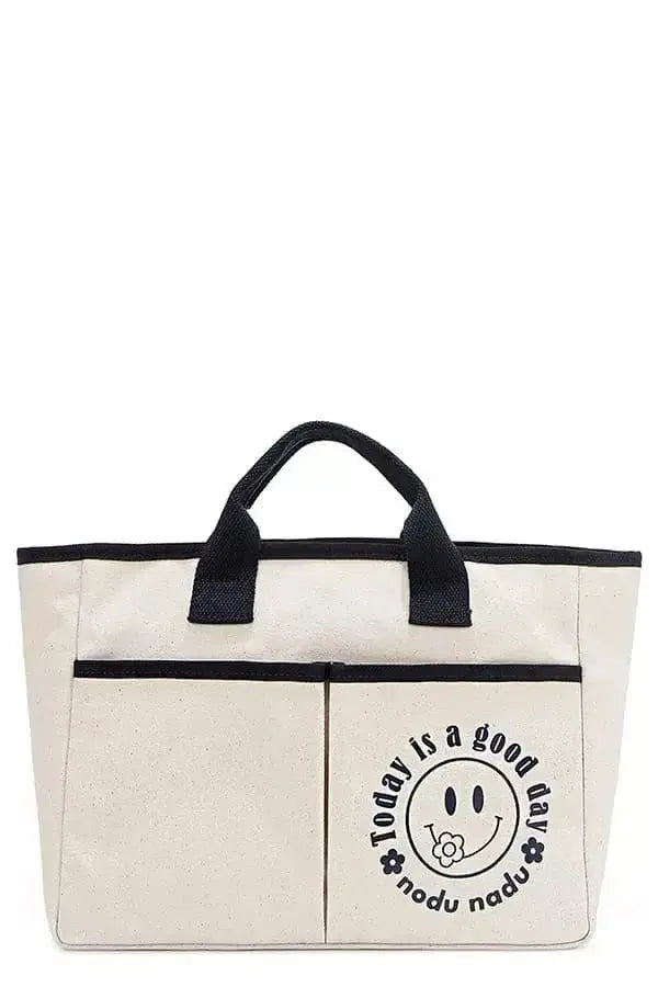 Nicole Lee USA canvas tote bag by Plush Fashion Hub featuring artistic graphic print, spacious casual handbag for everyday use