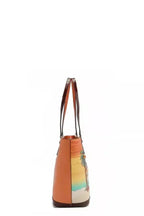 Tropical Beach House print vegan leather shopper tote bag by Plush Fashion Hub, featuring vibrant beach scene design and spacious interior.