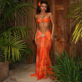 Women’s sexy print beach skirt bikini swimsuit with blouse sun protection set by Plush Fashion Hub, featuring vibrant patterns and lightweight fabric.