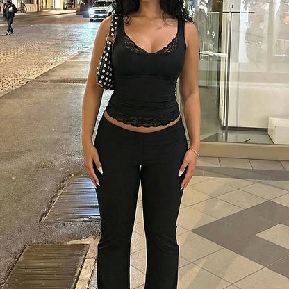 Sexy Lace All Match Solid Color Sexy Short Vest Top Women Clothing Bella Mia