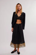 Women’s wide-leg satin trousers with lace and stitching detail, casual office wear, in a loose fit, by Wanita Store.