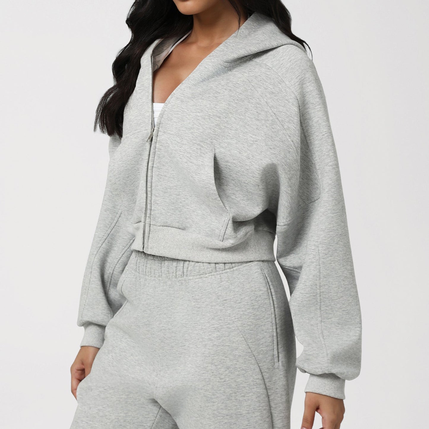 Plush Fashion Hub hooded sports casual sweater in long sleeve design, ideal for autumn winter outdoor running and yoga fitness.