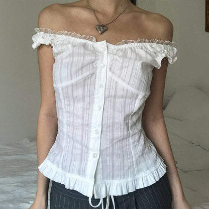 Women Clothing Summer Sexy Cold Shoulder Sleeveless Cardigan Shirt Bella Mia