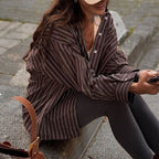 Women’s plaid long sleeve coat shirt from Wanita Store, perfect for autumn casual vacation wear.