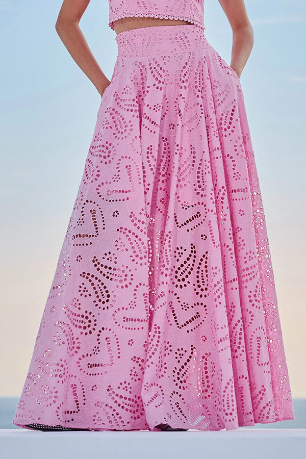 Casual women’s sleeveless long skirt and pocket set from Wanita Store, perfect for spring and summer vacations, loose and comfortable.