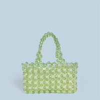 Summer Niche Handmade Transparent Green Crystal String Beads Woven Bag Women Handbag Cute Niche Handbag Bella Mia