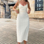 Women’s autumn halter dress with V-neck, lace-up back, cutout details, and mid-length split, by Wanita Store.