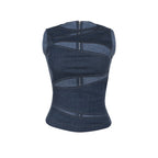 Sexy women’s imitation denim vest top with cutout design, stylish summer clothing from Wanita Store