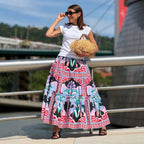 Printed ruffled summer skirt for women with a large swing design, featuring a flowing, stylish look in the Wanita Store collection.